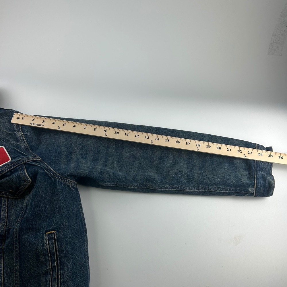 Polo Ralph Lauren Mens M Sherpa Lined Denim Trucker Jacket Blue Barn Work Biker - Picture 12 of 13